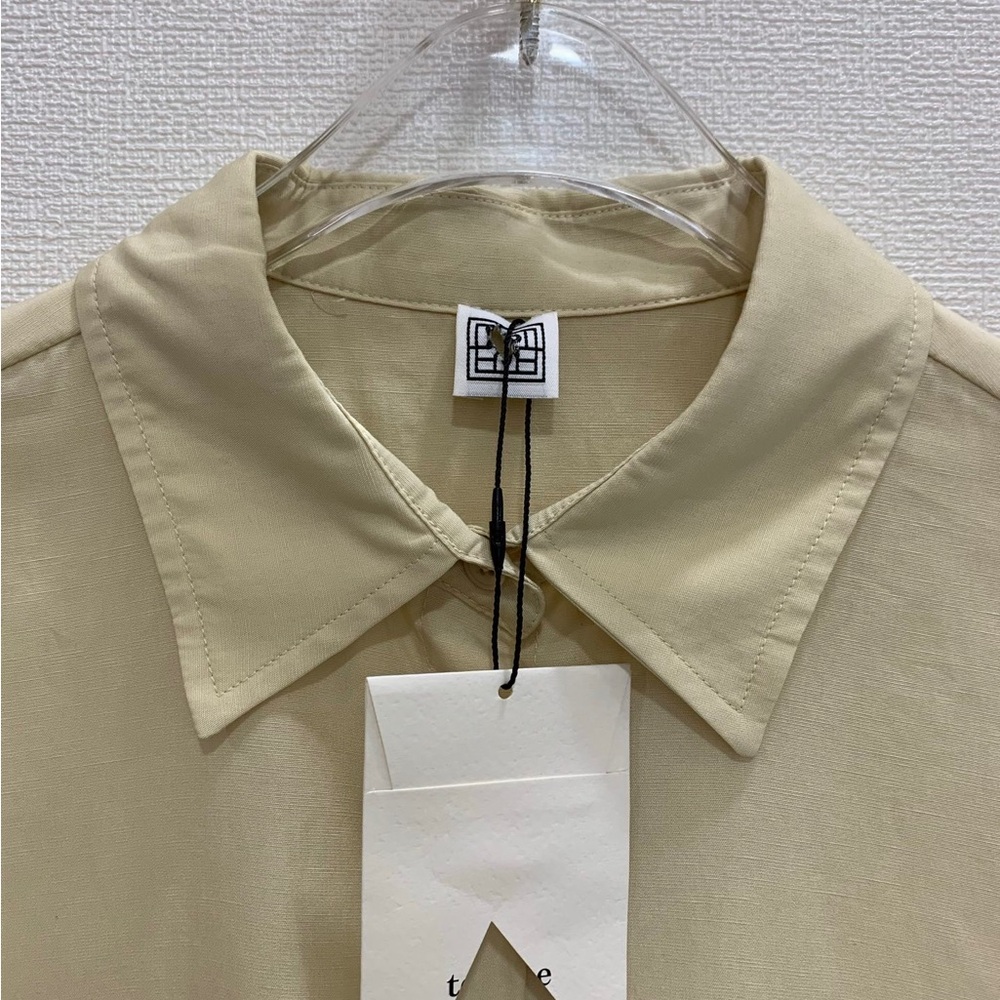 Toteme Light Yellow Drawstring-Hem Button Down Shirt - Picture 6 of 9